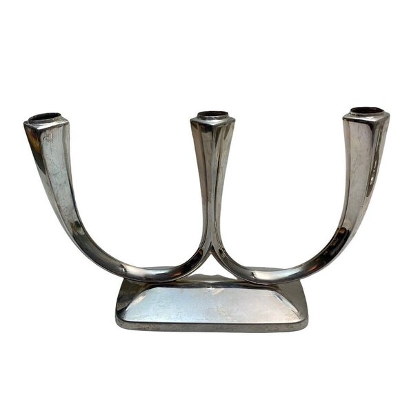 WMF Candle Holder Silverplate Candelabra Mid Century Modern 10.5" Centerpiece - Picture 1 of 11